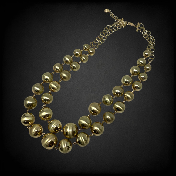 Vintage R.J. Graziano Graduated Beaded Necklace Oversize Statement Gold Tone - Picture 1 of 5